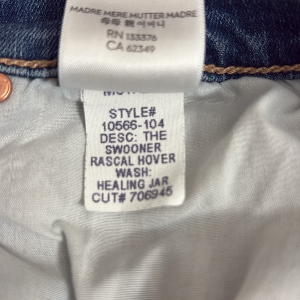 MOTHER The Swooner Rascal Hover Straight Leg Denim Jeans in Healing Jar Size 28 - Picture 14 of 14